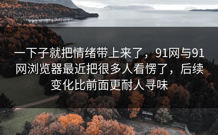 一下子就把情绪带上来了，91网与91网浏览器最近把很多人看愣了，后续变化比前面更耐人寻味