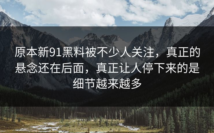 原本新91黑料被不少人关注，真正的悬念还在后面，真正让人停下来的是细节越来越多