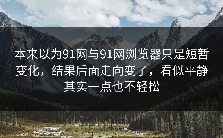 本来以为91网与91网浏览器只是短暂变化，结果后面走向变了，看似平静其实一点也不轻松