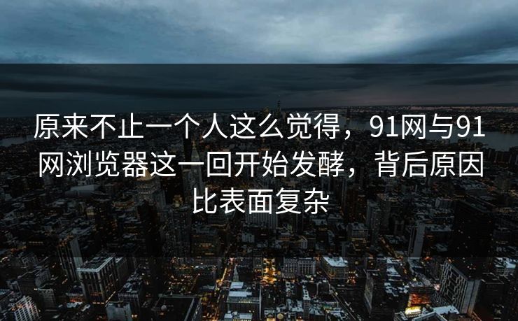 原来不止一个人这么觉得，91网与91网浏览器这一回开始发酵，背后原因比表面复杂