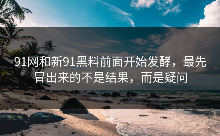 91网和新91黑料前面开始发酵，最先冒出来的不是结果，而是疑问