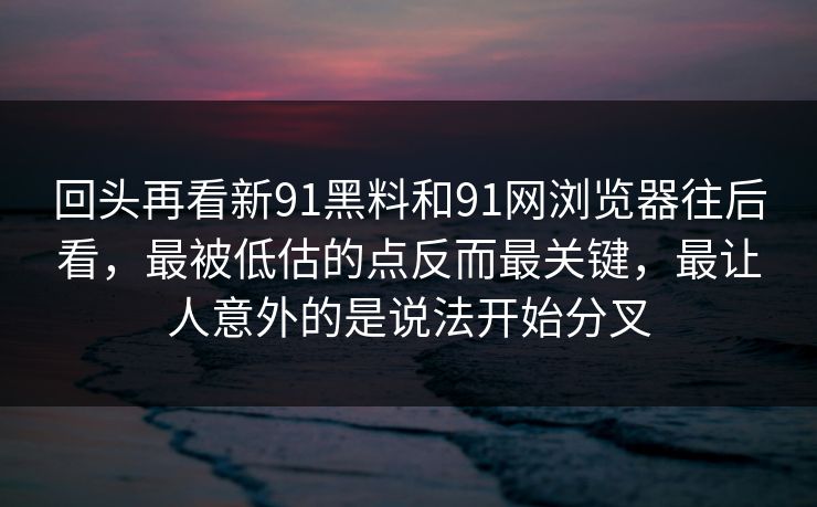 回头再看新91黑料和91网浏览器往后看，最被低估的点反而最关键，最让人意外的是说法开始分叉