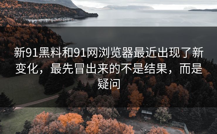 新91黑料和91网浏览器最近出现了新变化,最先冒出来的不是结果,而是疑问 新91黑料和91网浏览器最近出现了新变化,最先冒出来的不是结果,而是疑问