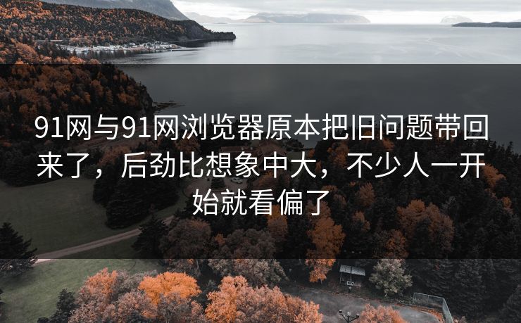 91网与91网浏览器原本把旧问题带回来了，后劲比想象中大，不少人一开始就看偏了